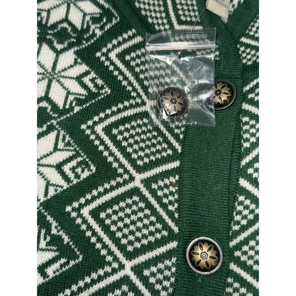 Appleseeds Sz M green ivory fair isle Nordic button up soft ca… - Picture 9 of 13